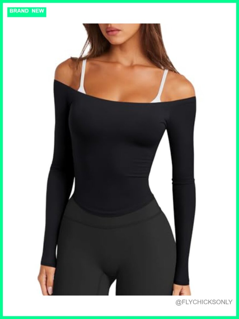 Women's Off Shoulder Long Sleeve Crop Top Modal Workout Athletic Yoga Top